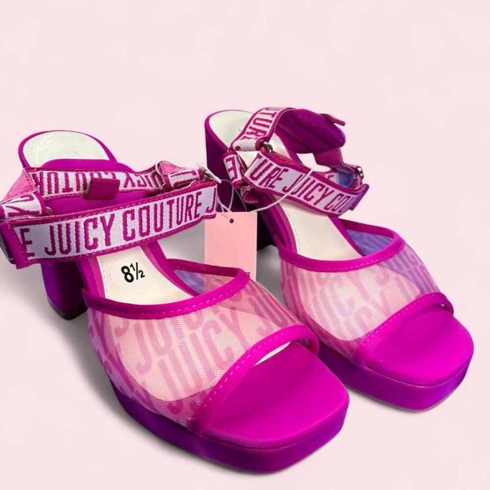 Juicy Couture Size 8.5 hot pink platform heels Y2k mcbling barbiecore coquette
